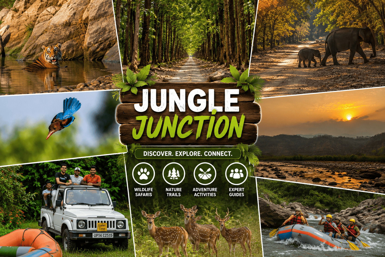 Jeep safari Jim Corbett National Park tiger sighting Jungle Junction